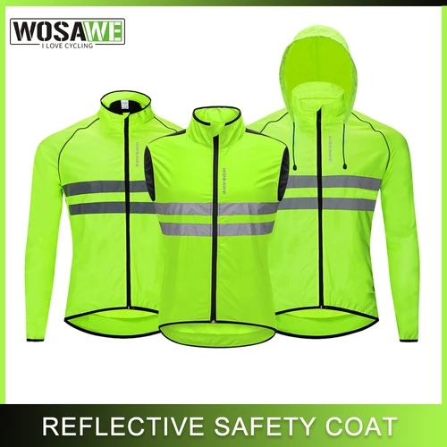 WOSAWE-cortavientos de ciclismo para hombre, chaqueta reflectante plegable a prueba de viento para correr, ciclismo, senderismo, montar, abrigo cortavientos, Jersey para bicicleta de montaña