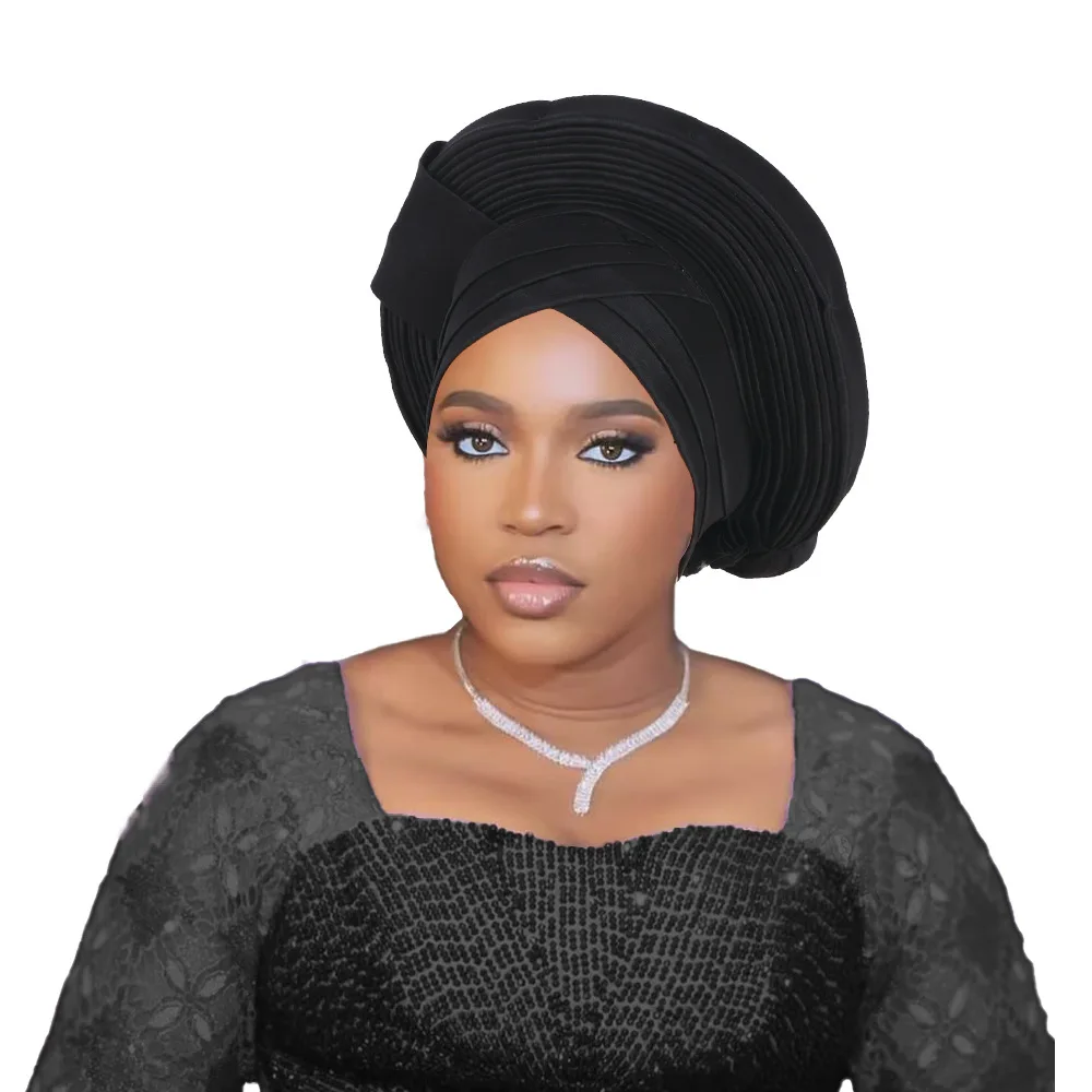 

Головной убор Auto Gele уже сделано 2025 Aso Oke Sego Gele, африканские шапки, тюрбаны, женские модные чепчики, повязки на голову, высокое качество
