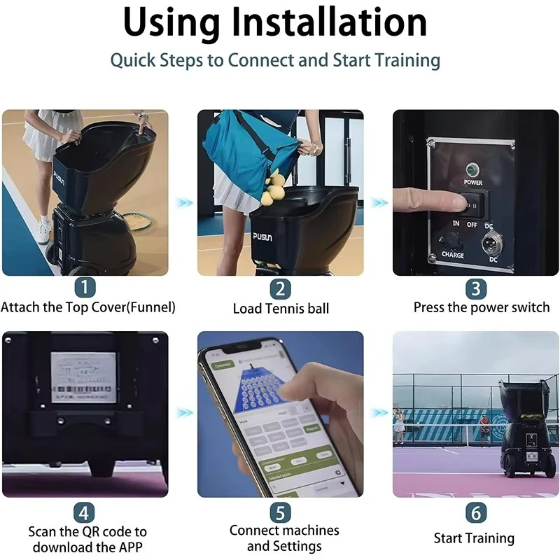 Maszyna do padla PT-SMART PRO PUSUN, maszyna do tenisa, urządzenie do treningu z pilotem zdalnego sterowania przez aplikację.
