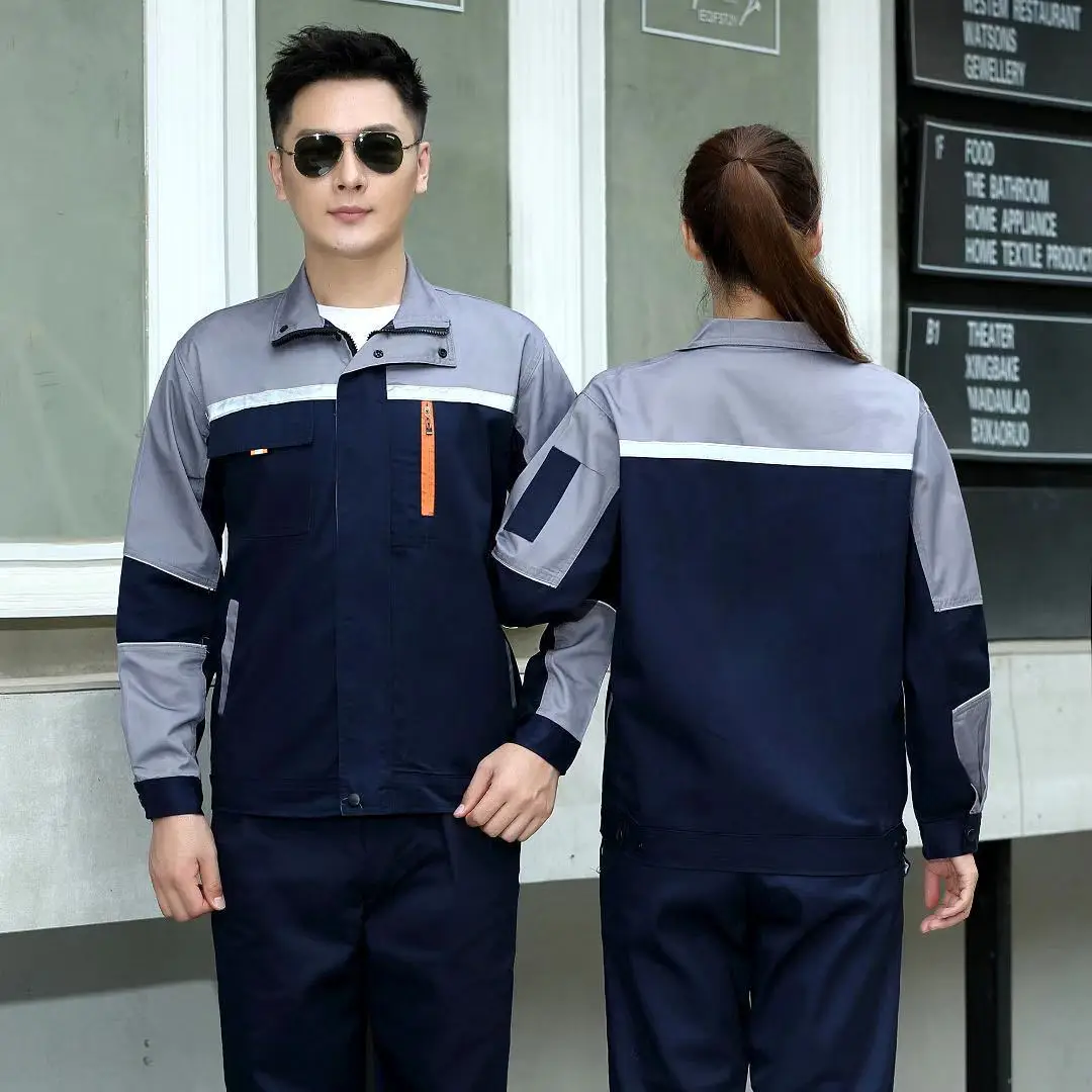 Long Sleeve Work Uniform Set Autumn Summer Cotton Polyester Blend Engineering Maintenance Repair Clothing