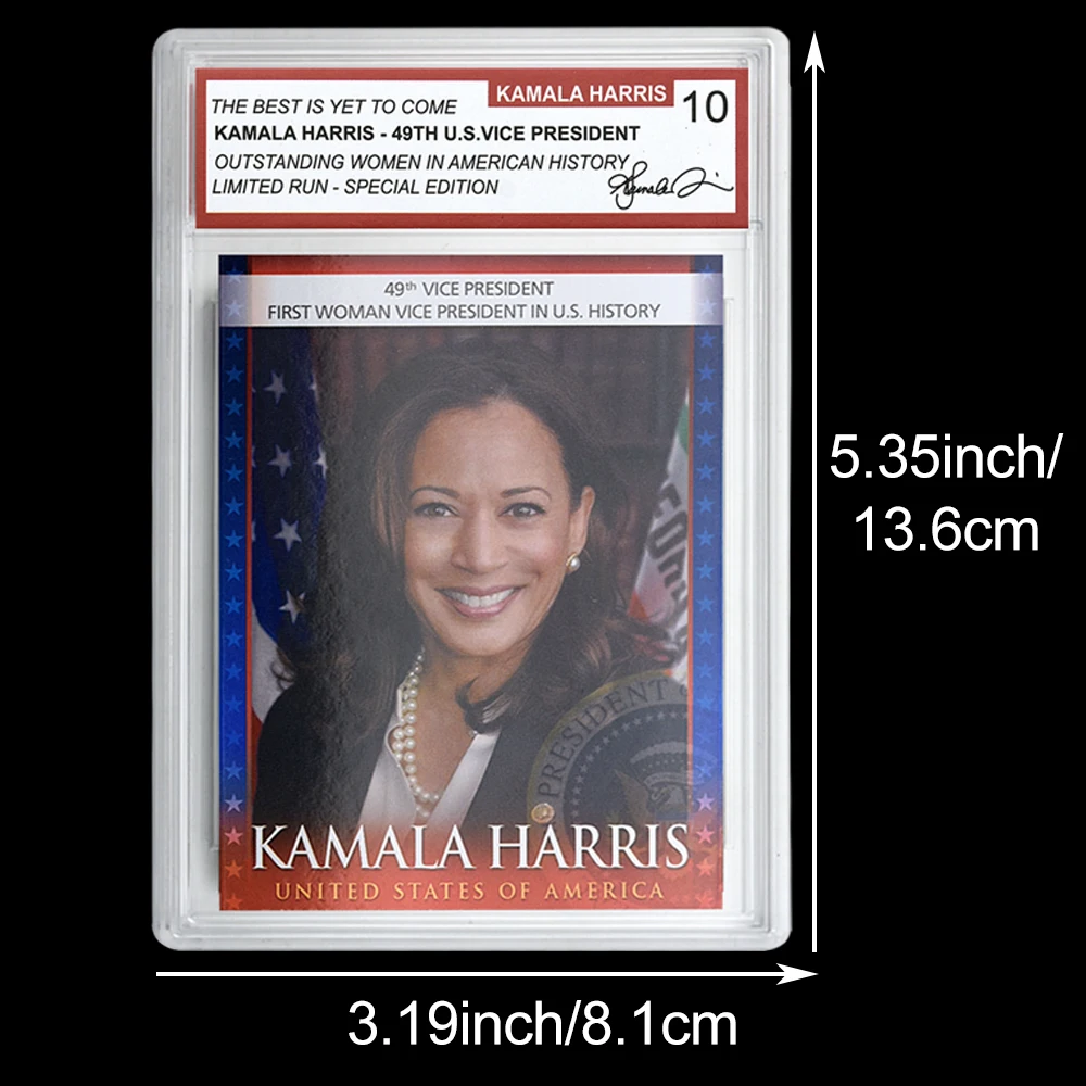 US 49th Vice President Kamala Harris Paper Rating Card in Shell Outstanding Female Representative 2024 Fans Collectibles