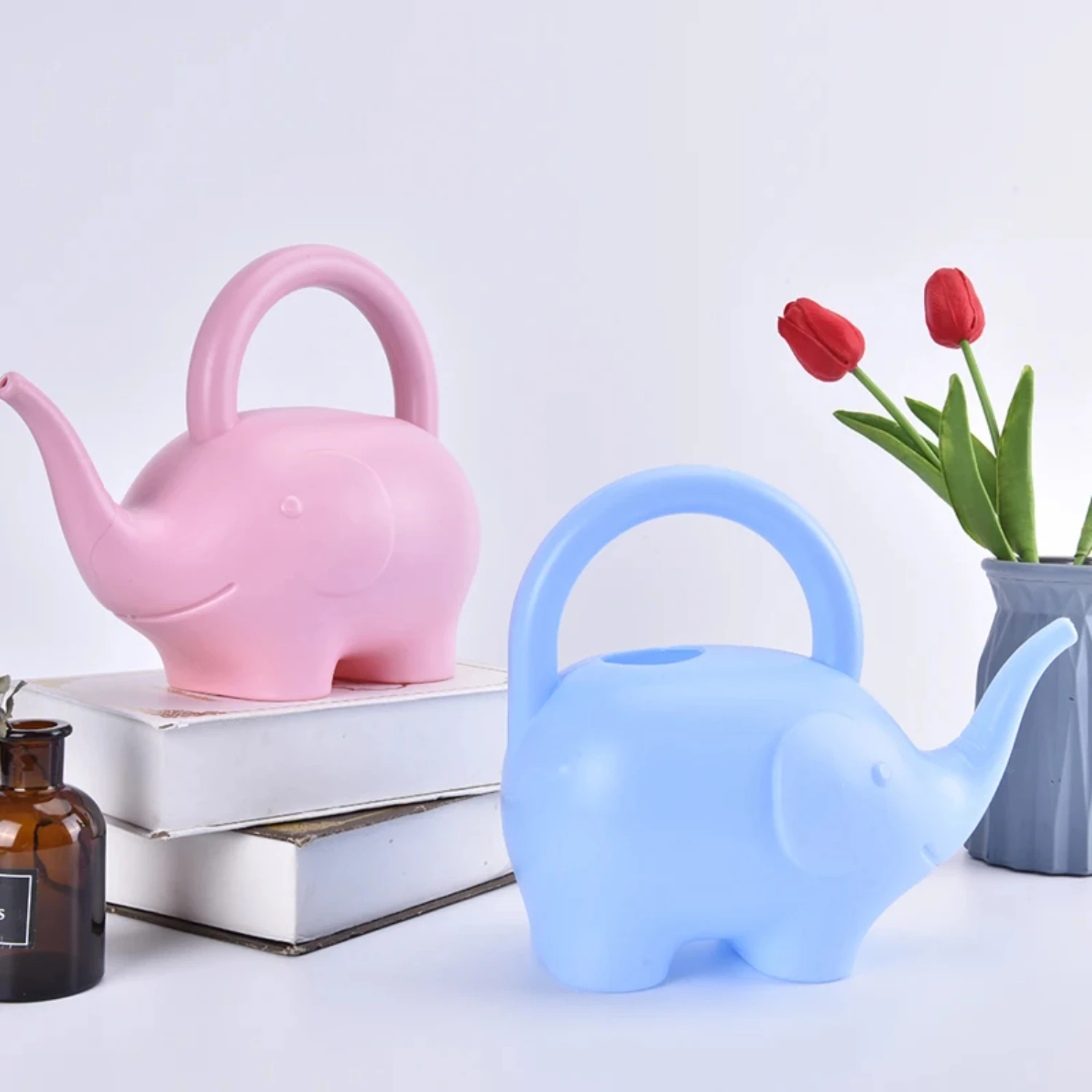 Colorful Garden Flower Watering Cans- Plastic Gardening Tools with Cartoon Animal Designs- Candy Colored Water Bottle