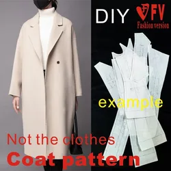 Pattern women's double-sided woolen lapel long coat sewing effect picture 1:1 physical pattern BFY-388