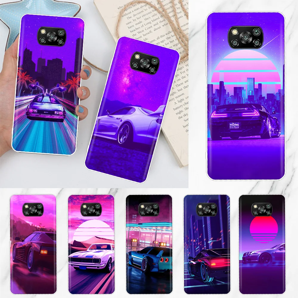 Car Vaporwave Art Soft Silicone Phone Case For Xiaomi Poco X3 NFC X4 GT X5 X6 F6 F5 Pro F4 F3 F2 F1 M5S M4 M3 M2 5G Cover X3 NFC