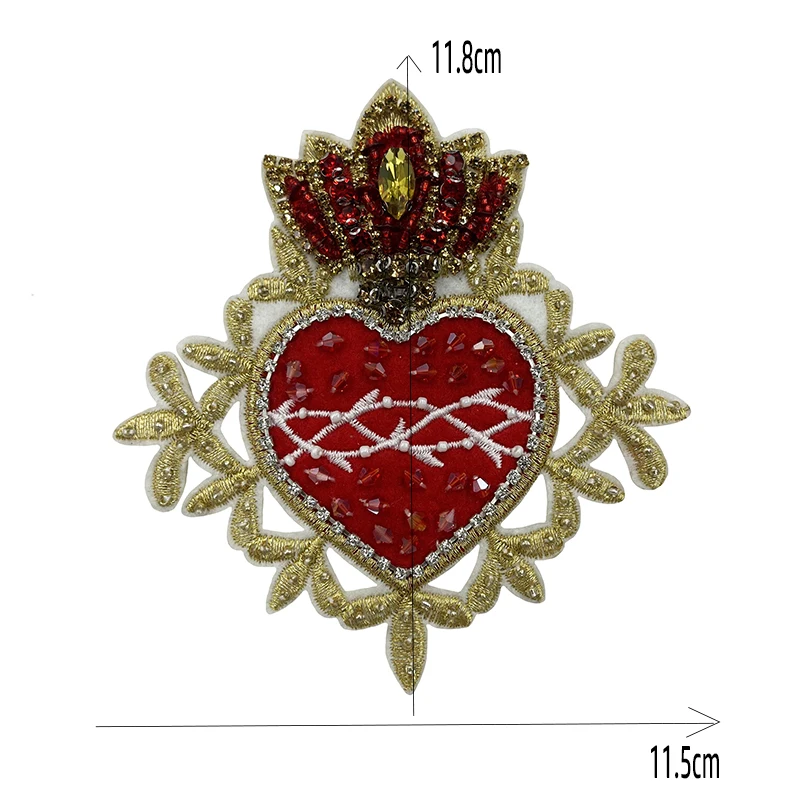 3D Handmade New Heavy Lndustry Love Heart Tassel Pendant Virgin Bead Embroidery Cloth Paste Glass Diamond Apparel Patch