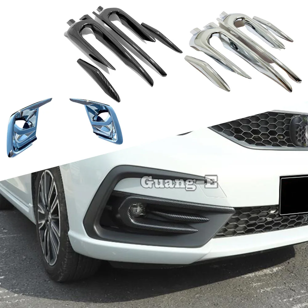 Car Body Cover Front Head Fog Light Lamp Detector Frame Stick Eyebrow ABS Trim Hood For Honda Fit Jazz 2020 2021 2022 2023 2024