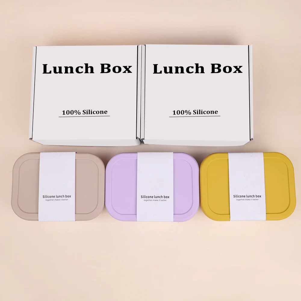 Custom Logo New Product Idea 2024 Portable Leakproof 800ml Microwave Eco Friendly Silicone Bento Lunch Box Kids School Student