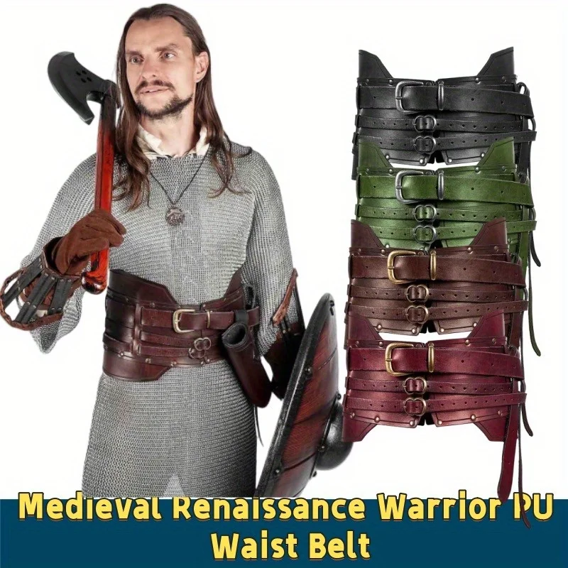 

2025 Medieval Retro Wide Waistband Men's Knight Armor Medieval Clothing Adult Role-playing Women's Fancy Props PU Accessories