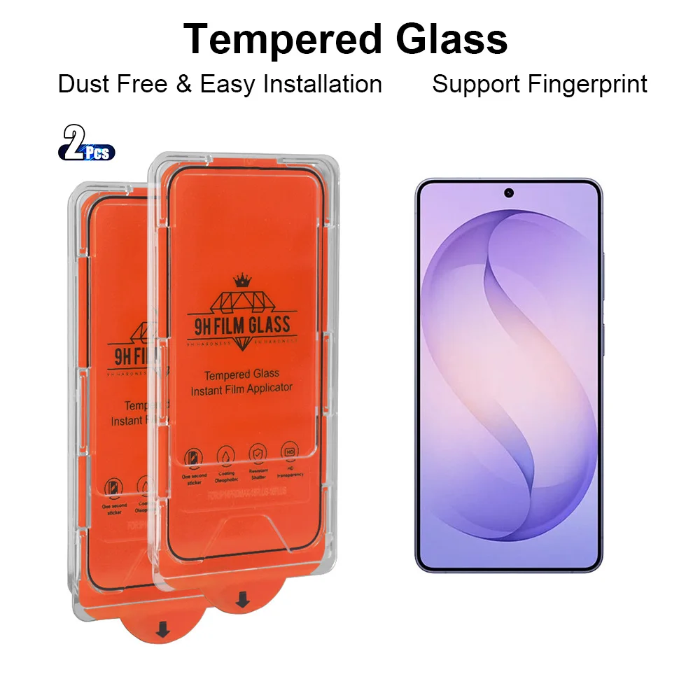 2pcs Tempered Glass for Samsung Galaxy S26 Ultra/ S25 Ultra/S26+/ S25+/S25 FE/S25 Edge/S25fe Screen Protector Fingerprint-unlock