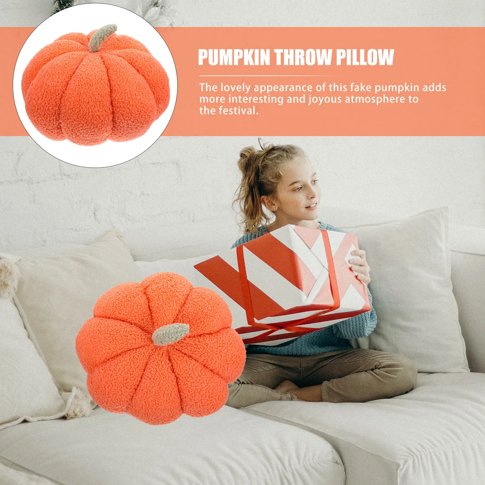 

Искусственная декоративная подушка-тыква, праздничная оранжевая тканевая подушка-тыква для декора на Хэллоуин, День Благодарения, осеннего домашнего декора, для дивана