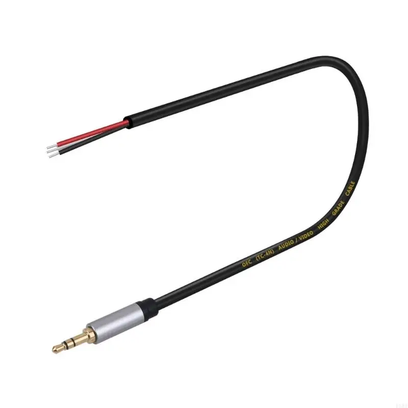 E8BE 3.5mm Male Plugs to Bare Wire Open End TRS 3Pole Stereo 1/8in 3.5mm Audios Cable for Headphone Repair Replacement