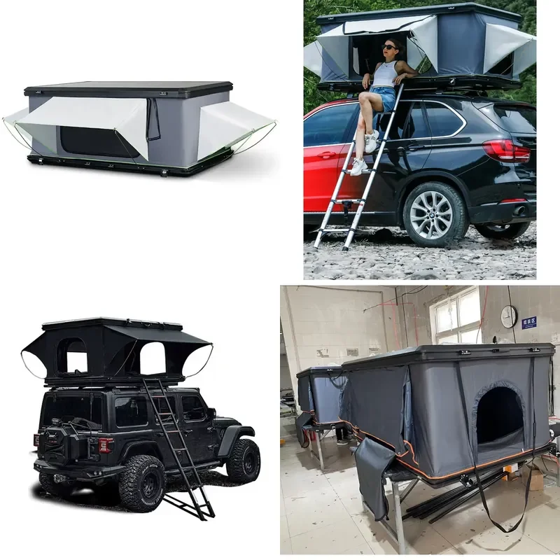 Hard Shell Roof Top Tent for 3-4 People Custom Logo Support Car Camping Tent