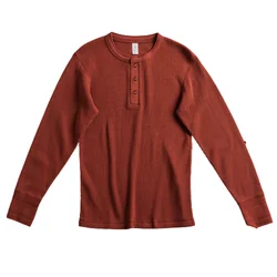 Men's Henley Shirt Waffle Pattern Long Sleeves Vintage Workwear