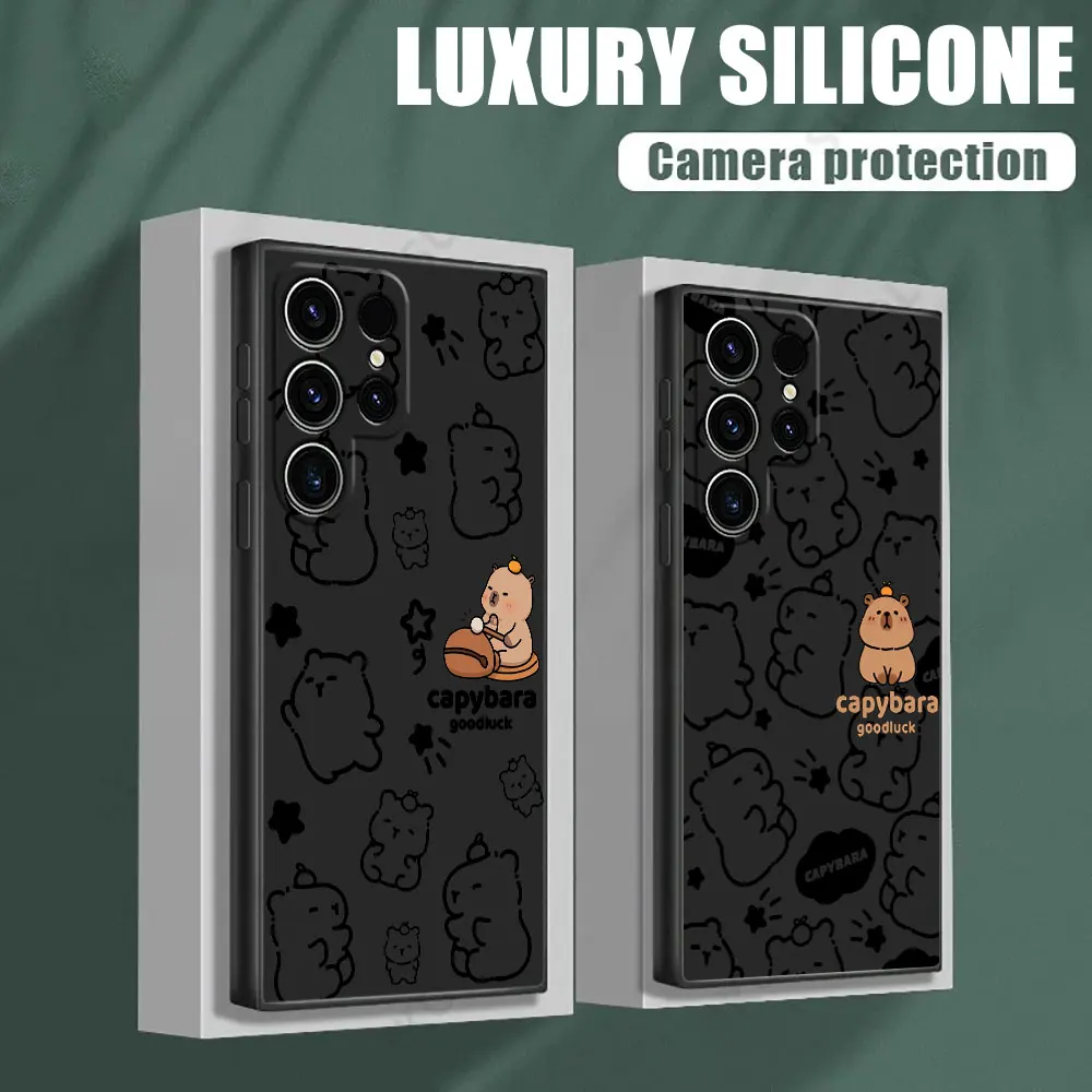 

Cute Little Capybara Phone Case For Samsung Galaxy S26 Ultra Cases S25 FE S24 S23 S21 Ultra S20 S24 FE S22 S26 Plus Black Cover