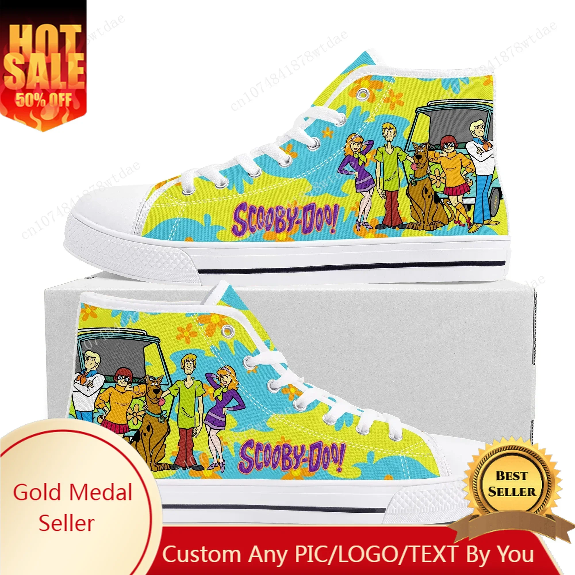 Cheech And Chong With S-Scoobys Smoke High Top Sneakers Mens Womens Teenager High Quality Canvas Sneaker Couple Customized Shoes