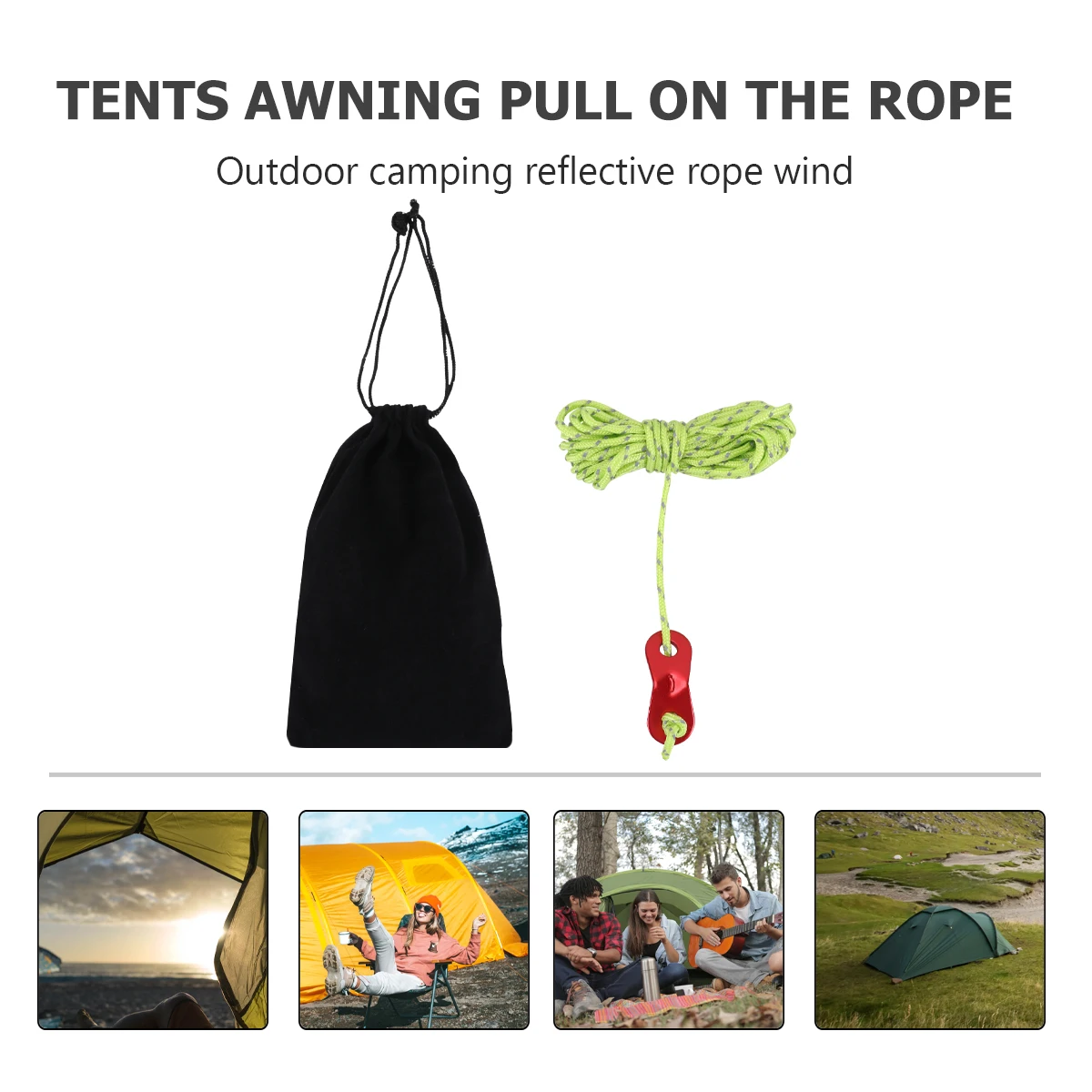 

6pcs 4m Tent Reflective Ropes Nylon Safe H Guy Line Rope Camping Cord Tension Accessories Outdoor Caravan Awnings