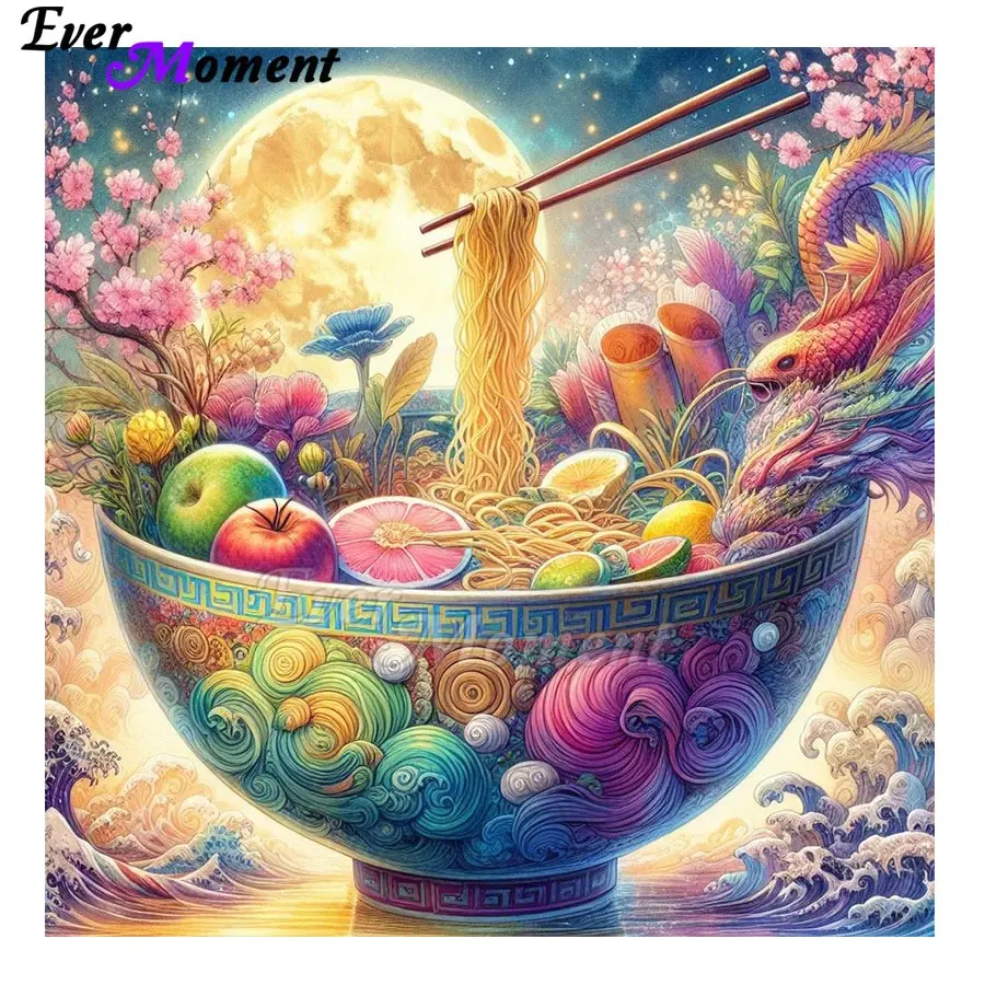 

Ever Moment 5D Алмазная картина Дизайн миски лапши Креативная настенная декоративная картина для ресторана для кухни ASF2939