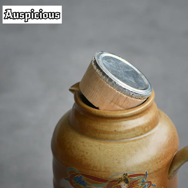Dunhuang Apsaras مجموعة وعاء دافئ صغير المنزلية السيراميك وعاء الماء البارد خمر حفل الشاي 1 وعاء 2 أكواب الشاي جمع الهدايا