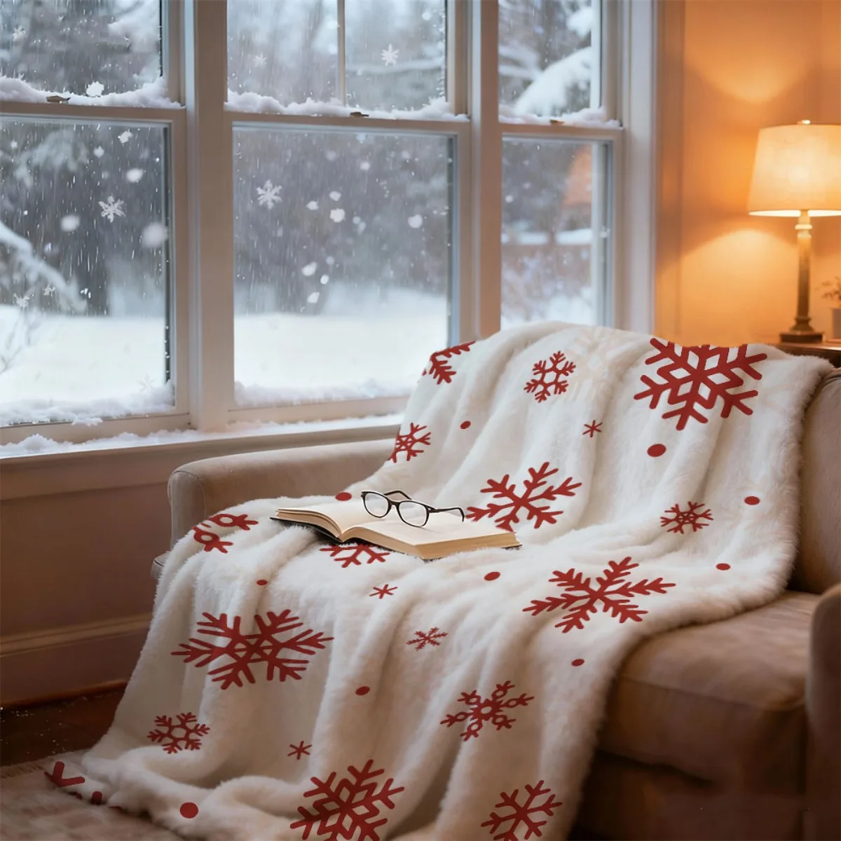 Christmas Snowflake Flannel Throw Blanket Snow Crystal Winter Design Sofa Bed Couch Bedroom Living Room Holiday Home Decor Christmas Gift Office Travel Nap Blanket Seasonal Bedding Winter Room Accent Sofa Blanket Holiday Decoration Christmas Bedding