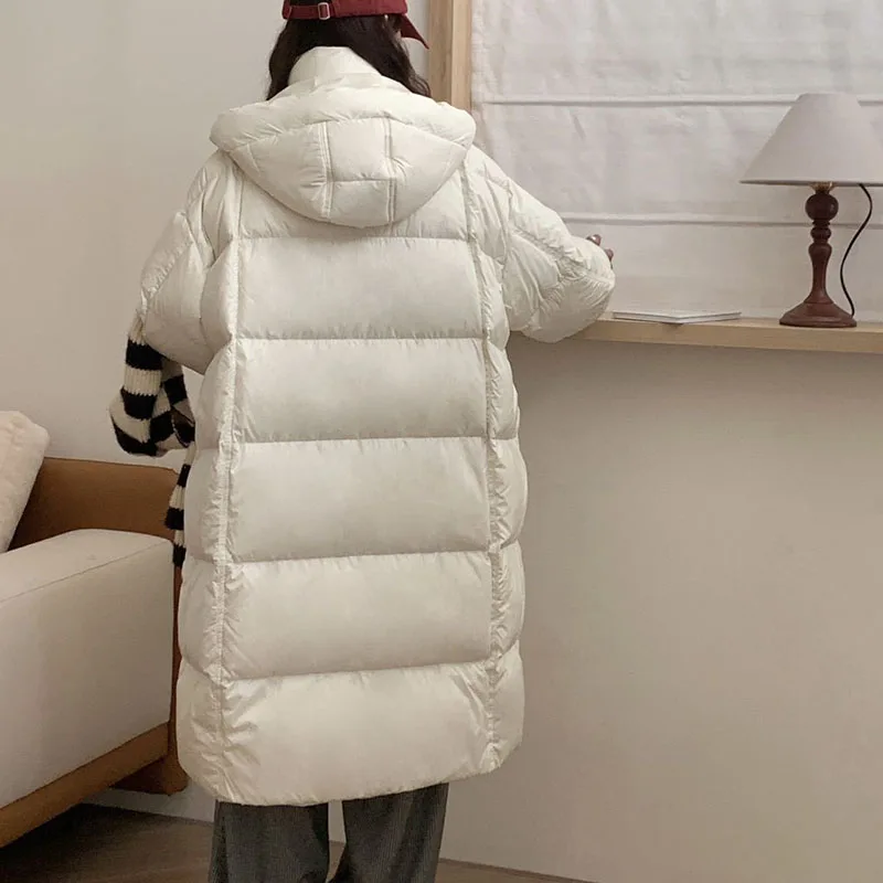 파커 겨울 따뜻한 후드 루즈핏 고품질 두꺼운 여성 다운 재킷 2025 신상 우아한 화이트 덕다운 여성 다운 재킷 H493