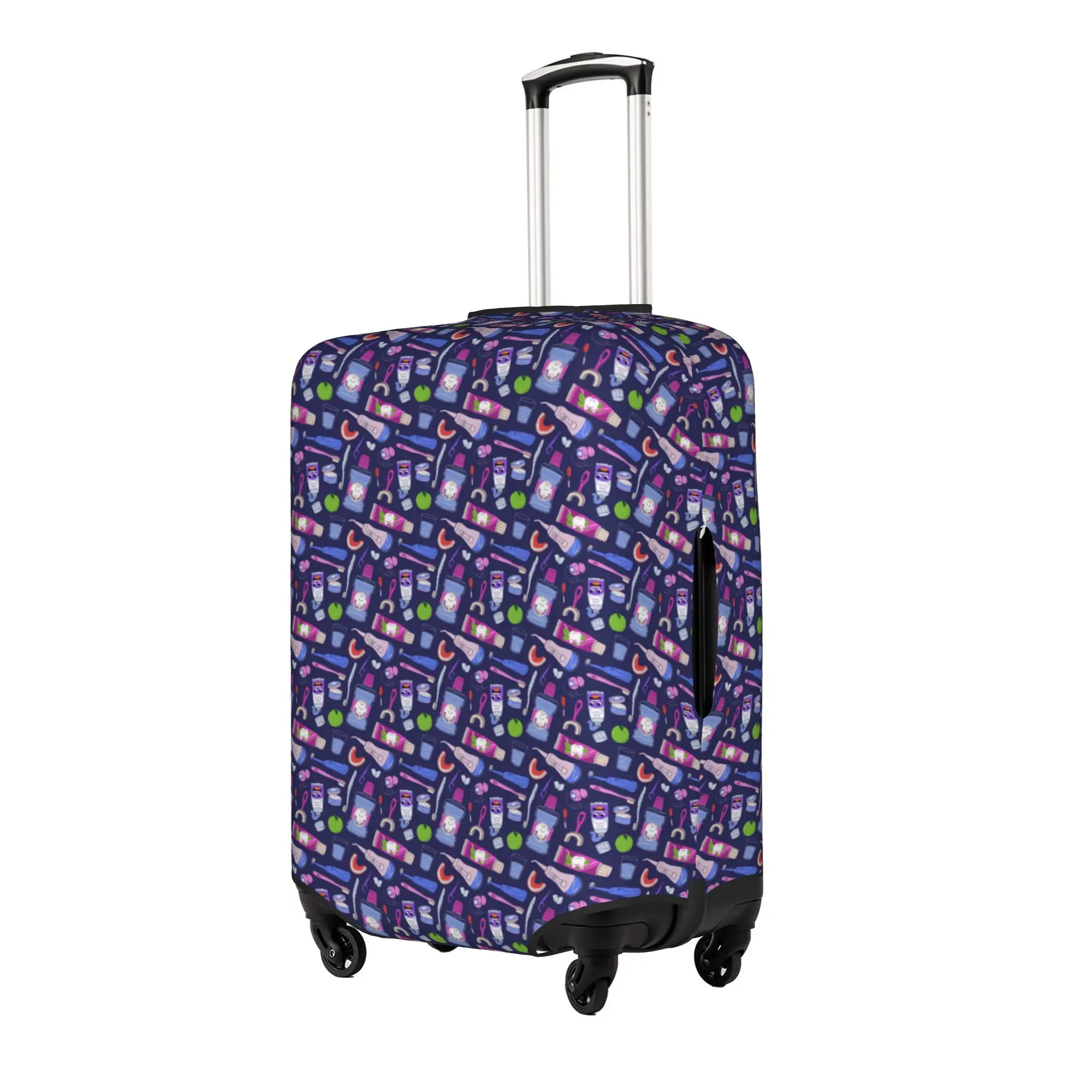 Cute Dental Care Seamless Pattern Luggage Cover Elastic  Travel Suitcase Protective Covers Suit For 18-32 inch