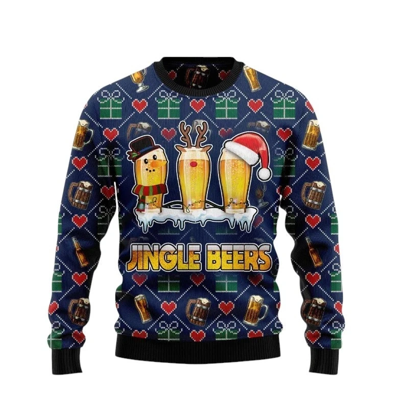 

Chicken Ugly Christmas Sweater For Women Clothing Gingerbread Man Unisex Crewneck Sweatshirts Beers Jumpers Men Women Sweaters