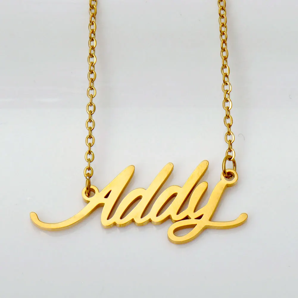 GR859C Addy Name Necklace Stainless Steel for Women Personalized Gold Plated Pendant Femme Mothers Jewelry Gift