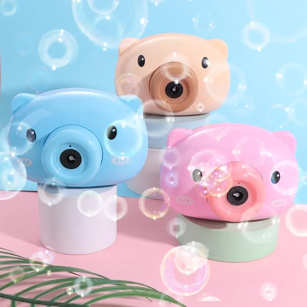 Creative Durable Chilren Bubble Machine Cartoon Camera Shape Soap Bubble Maker Toy Automatic Pig Cartoon Bubble Blower Wedding