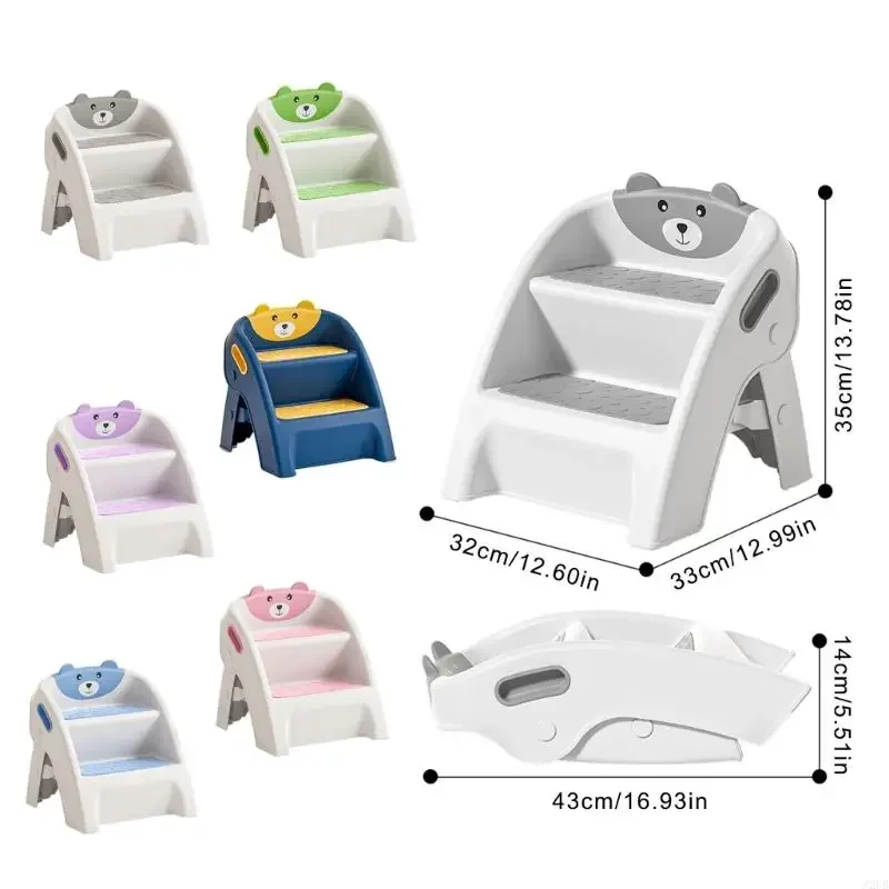 Sgabello compatto con gradino a telaio per bambini, bagno, base antiscivolo, installazione rapida, design pieghevole, strumento