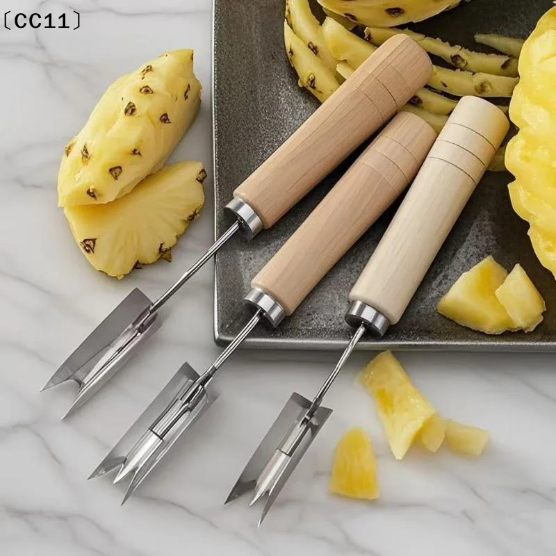 1PCS Non-slip Handle Pineapple Shovel Stainless Steel Pineapple Knife Portable Fruit Peeler V-Shaped Manual Food Processor〔CC11〕