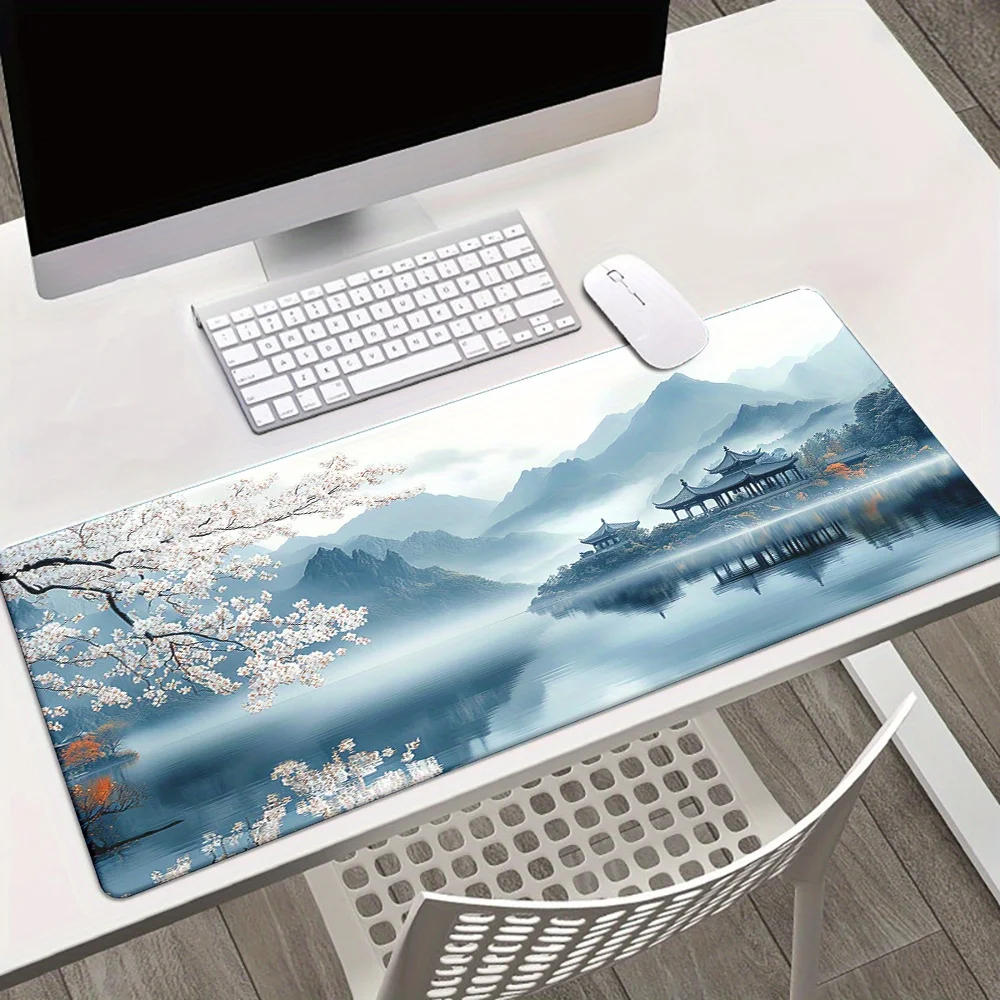 

Большой игровой коврик для мыши XXL Cherry Blossom and Mountain View, резиновая основа очень подходит для использования в офисах или домах.