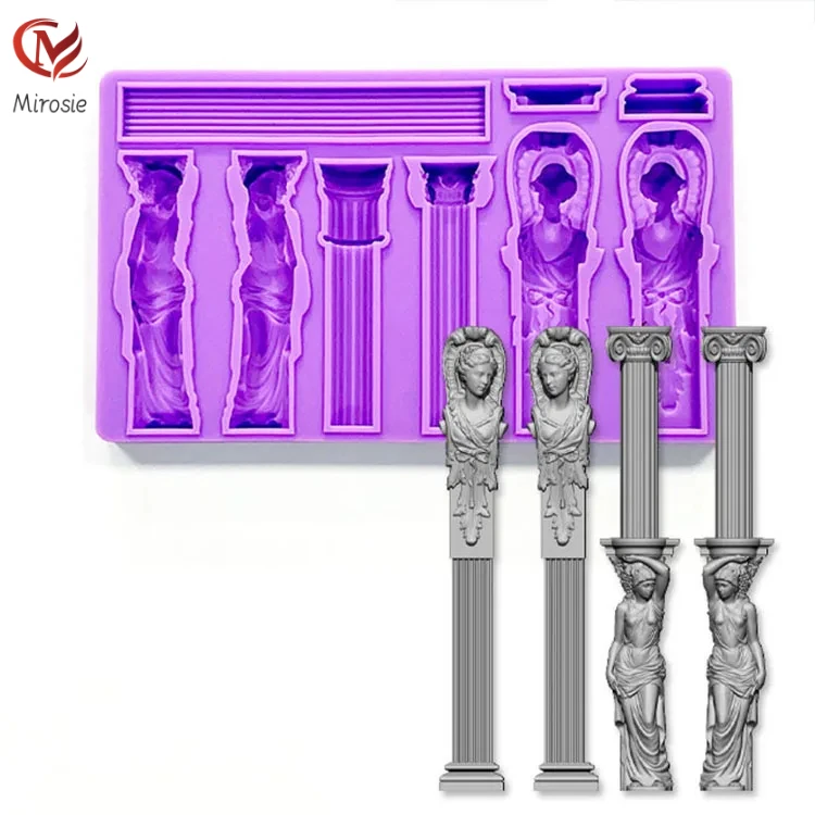 

Mirosie 3-piece European Style Roman Column Silicone Mold Plaster Column Frame Wedding Chocolate Fondant Resin Mold