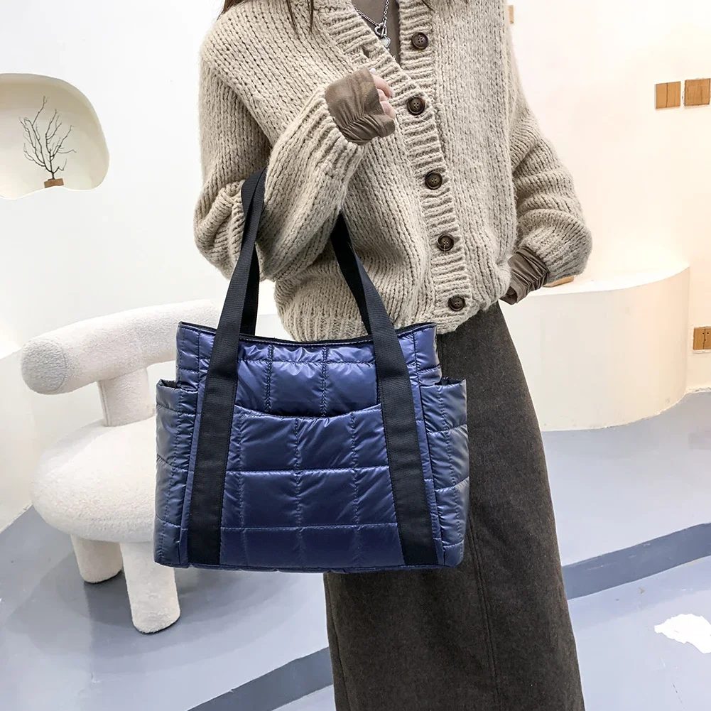 Winter Brand Women Shoulder Bags Fashion Quilted Lattice Large Capacity Black Handbags Designer Capacity Tote Handbags