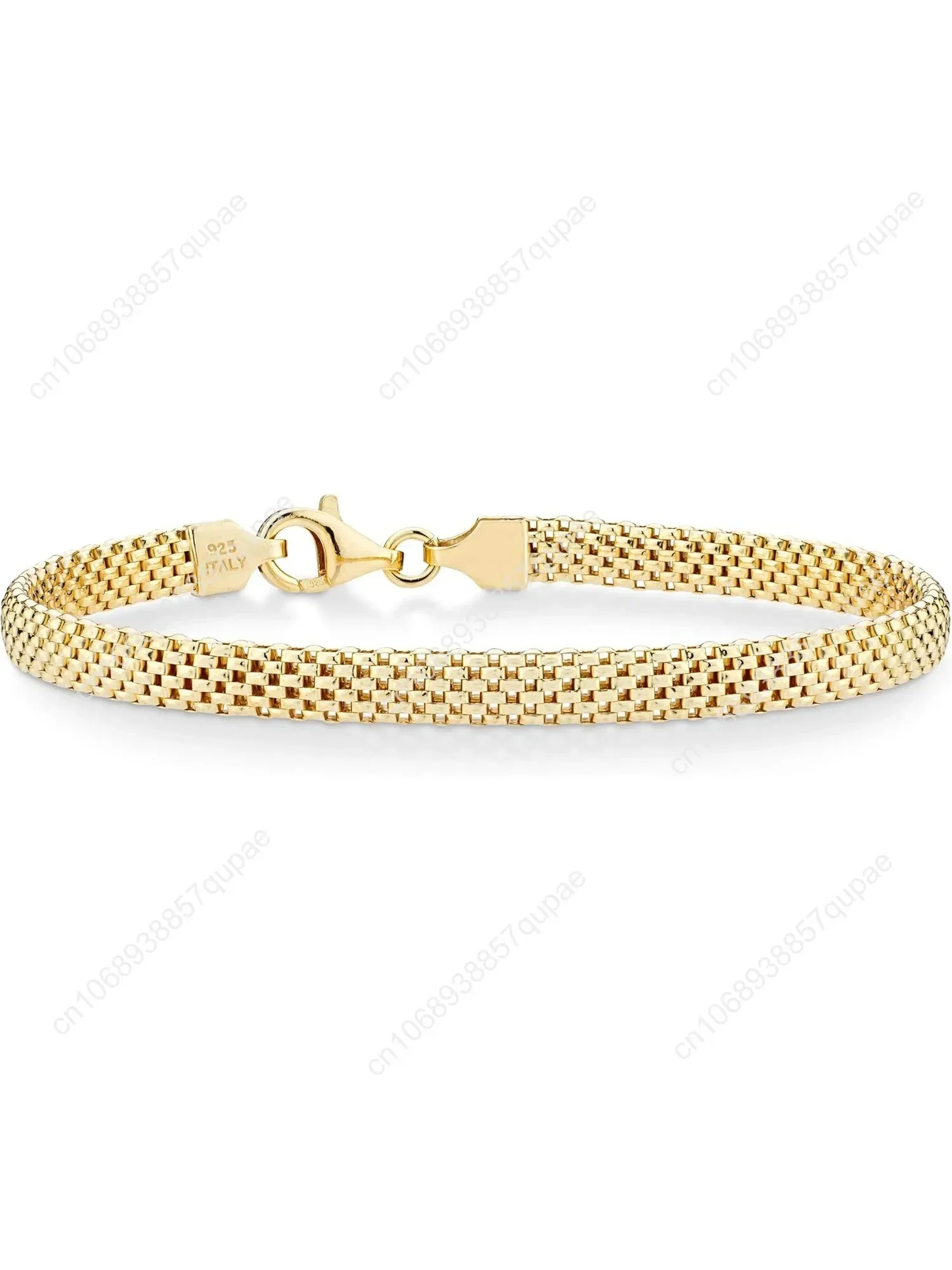 

Miabella 18K Gold Over Sterling Silver Italian 5mm Mesh Link Chain Bracelet for Women, 925 Made in Italy