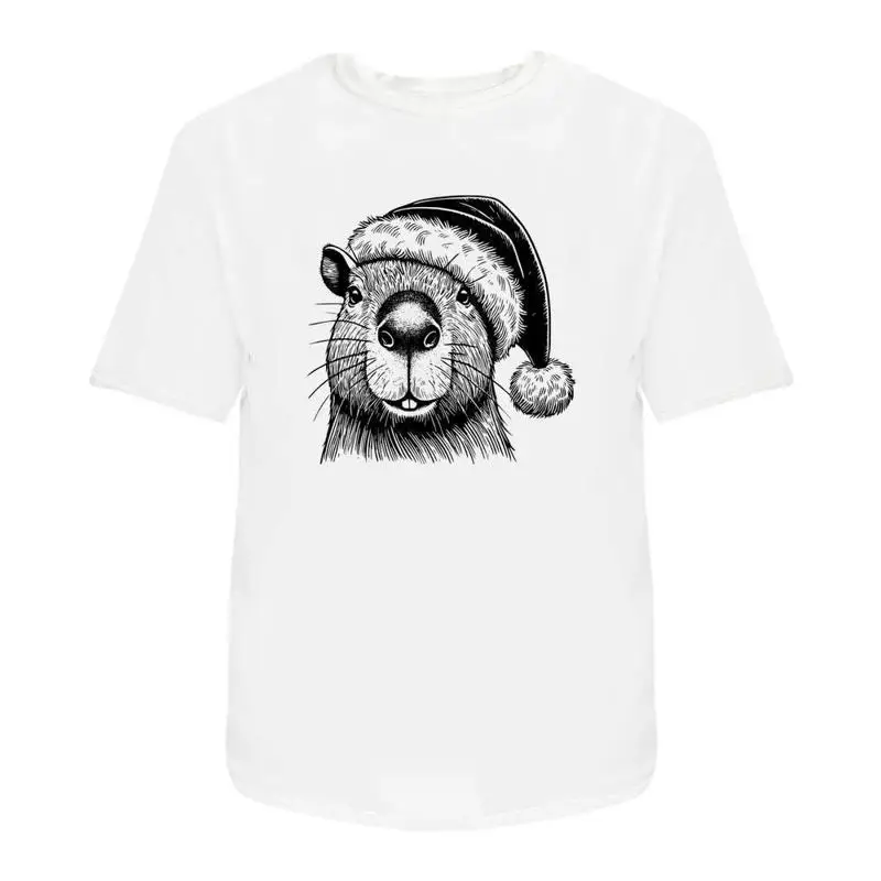 

Capybara Wearing Santa Hat' Cotton T Shirt Ta051063