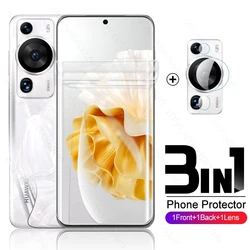 3In1 Camera Glass Front Back Soft Hydrogel Film For Huawei P60 Pro 4G Note Tempered Glass Huawie Hauwei P 60 Art P60art P60pro