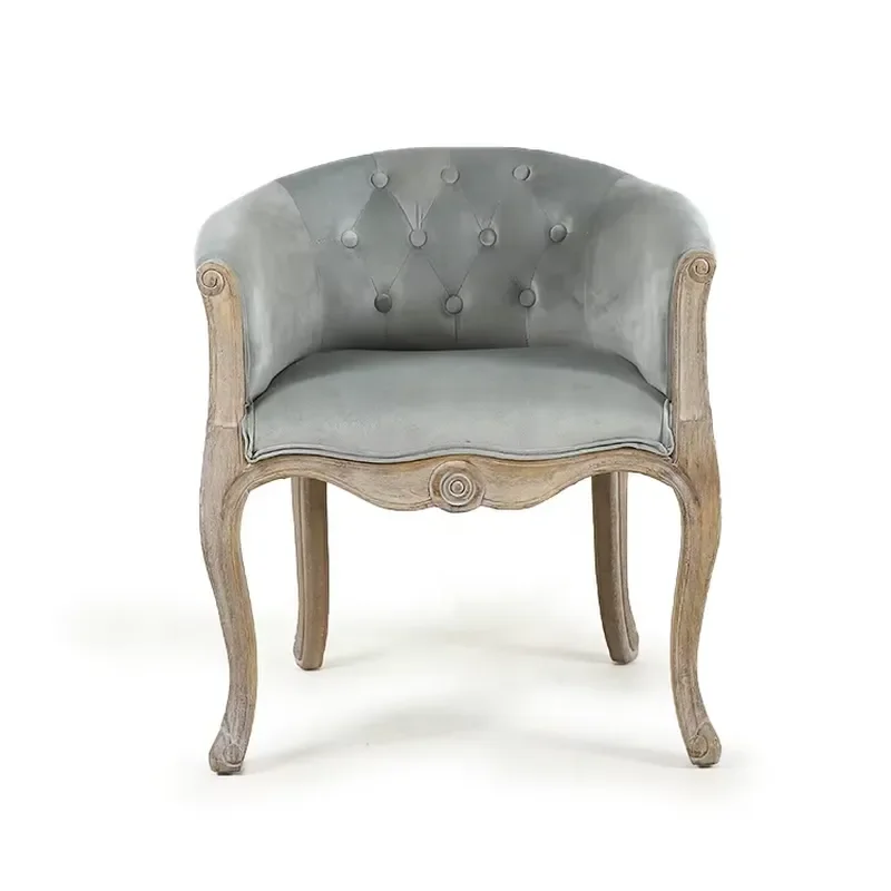 for 5KS24558-21 Rubber Wood Soft Grey Velvet Living Room Leisure Chair China Factory Sale