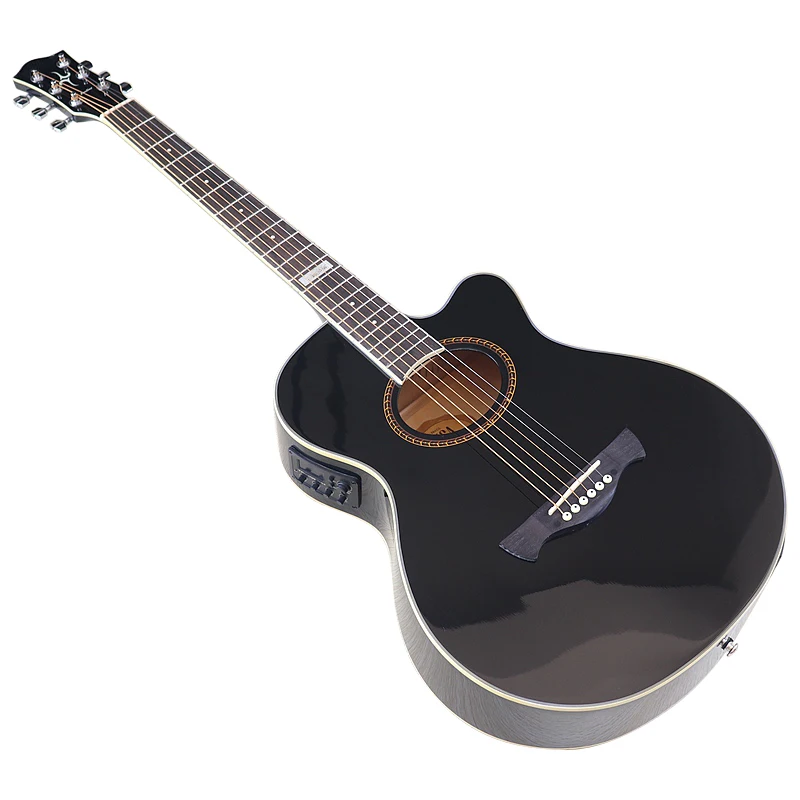 Free Shipping 6 Strings Electric Acoustic Guitar 40/41 Inch Folk Guitar Black Guitarra High Gloss Good Handicraft With Bag