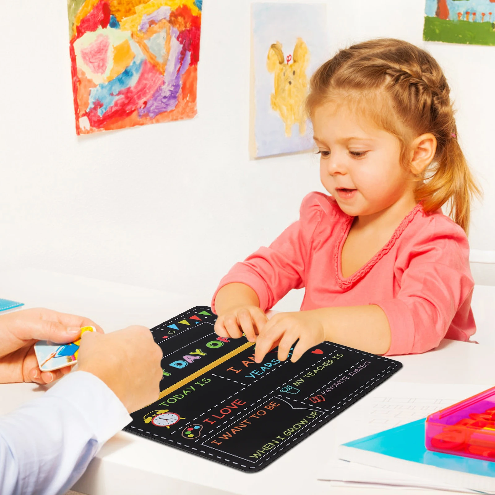 

Wooden First Day Chalkboard 30.5X25.4Cm Double Sided Reusable Memory Board For Preschool Kindergarten Grade Kids