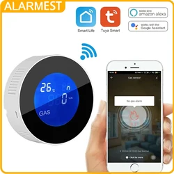 ALARMEST Tuya Wifi Natural Alarm Sensor With Temperature Function Fuel Gas Leak Detector LCD Display Smart Life App