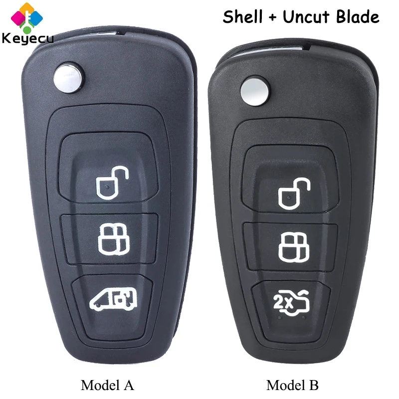 

KEYECU Flip Remote Control Car Key Shell Case Cover With 3 Buttons HU101 Blade Fob for Ford Focus C-Max Fiesta Mondeo Transit