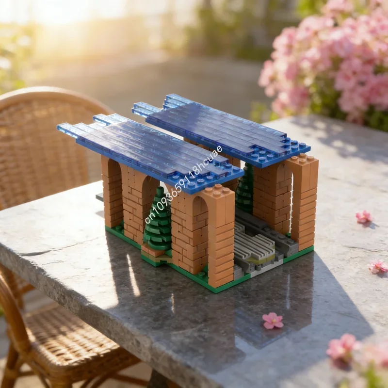 245pcs MOC City Trains Water Viaduct Module Model Building Blocks Architecture Christmas Gift Toys Idea Education Brick Kids