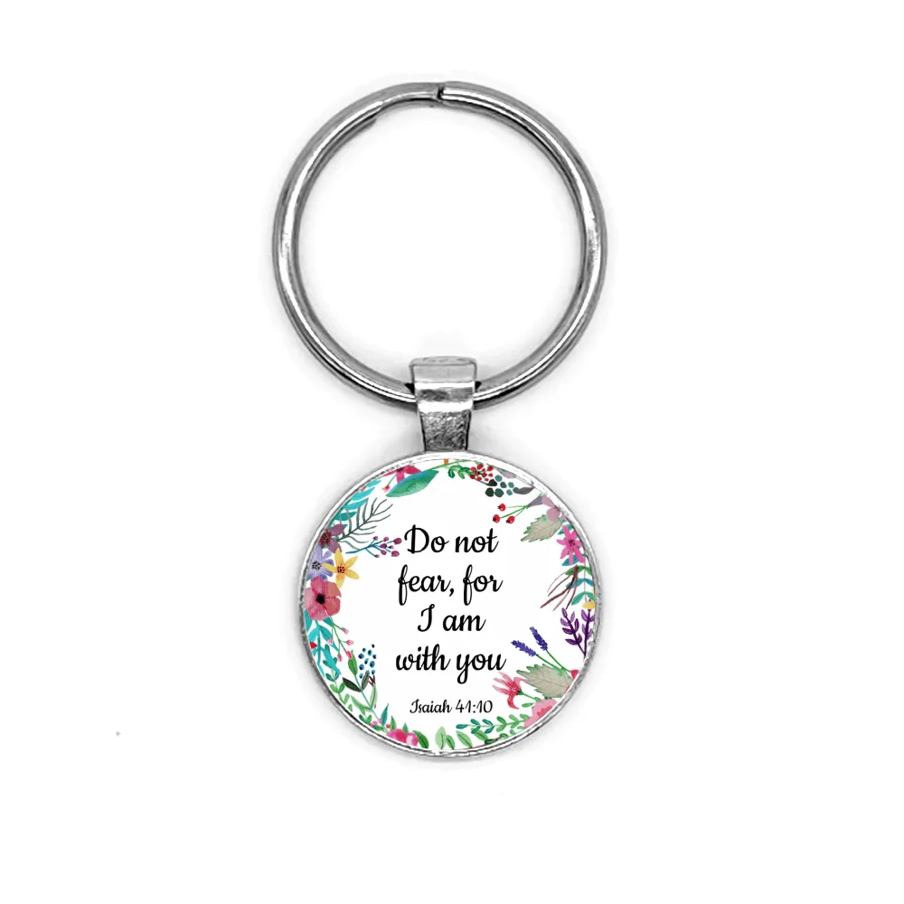 1PC Do Not Fear For l Am With You Keychains Bible Verse Key Chain Isaiah 41:10 Keychain Christian Jewelry Gift Reminder Key Ring