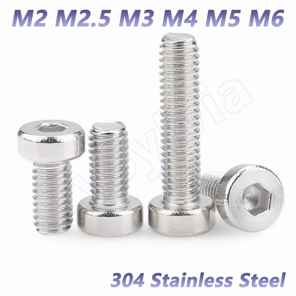 DIN7984 304 Stainless Steel Hex Socket Thin Low Profile Head Cap Screws M2/M2.5/M3/M4/M5/M6