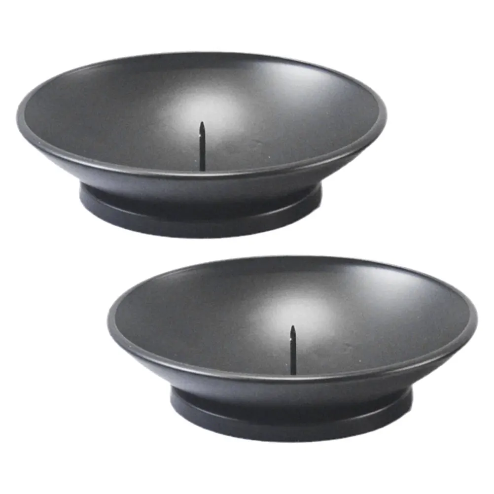 

2pcs Holder Tray Round Metal Base Vase Stick Warmer Decor Vintage Style for Tapered Candles Safe Pin Design