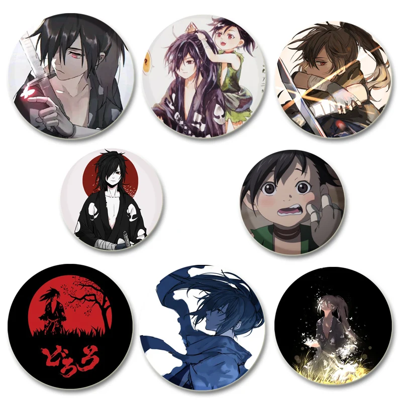 

Dororo Tinplate Pins Round Cartoon Brooches for Backpack Cothes Accessories Anime Collection Badge Hat Decoration Handmade Gift