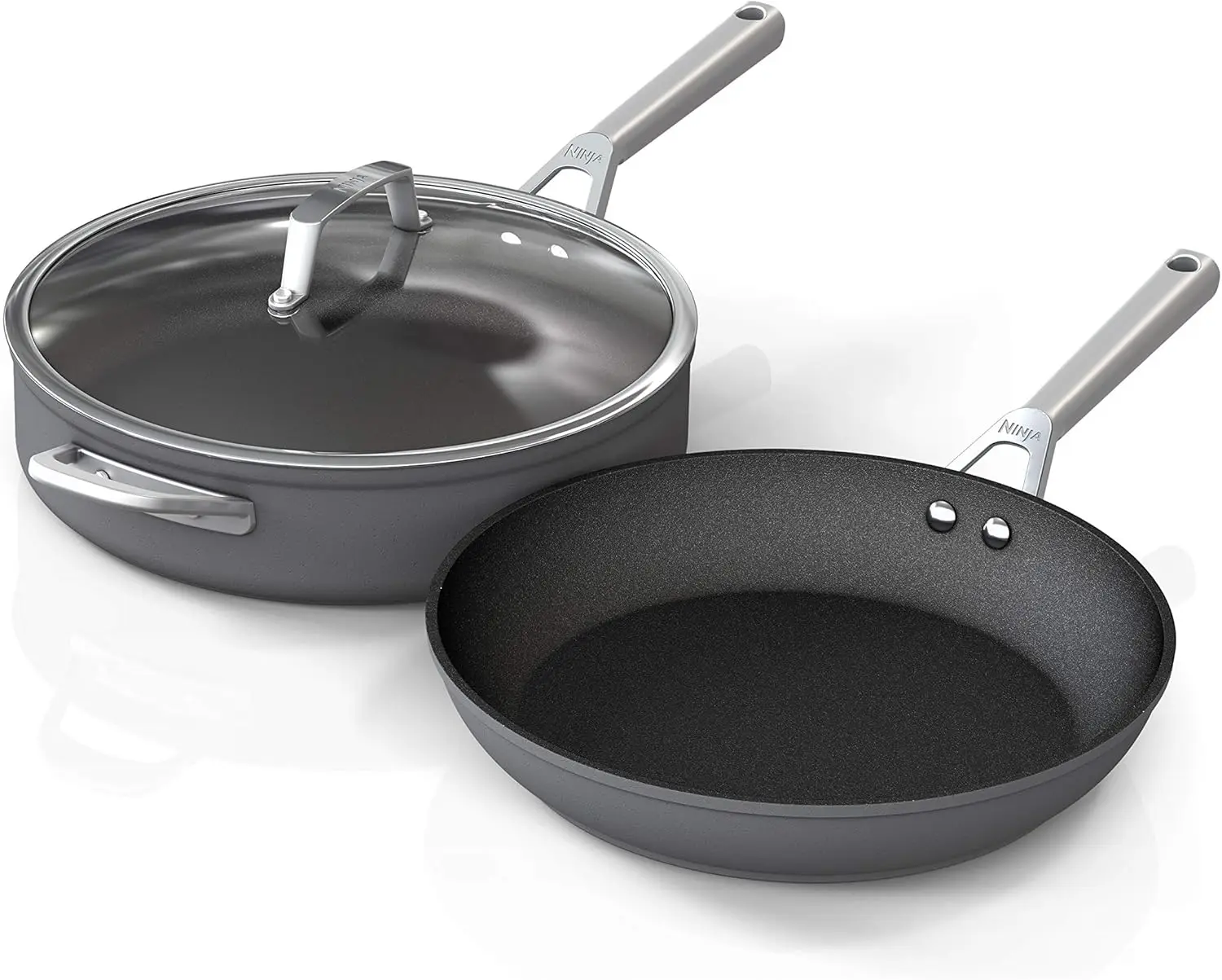 

3-Piece Cookware Set, 12-Inch Fry Pan, 5-Quart Sauté Pan with Glass Lid, Hard-Anodized, Nonstick, Durable & Oven Safe to 500°F