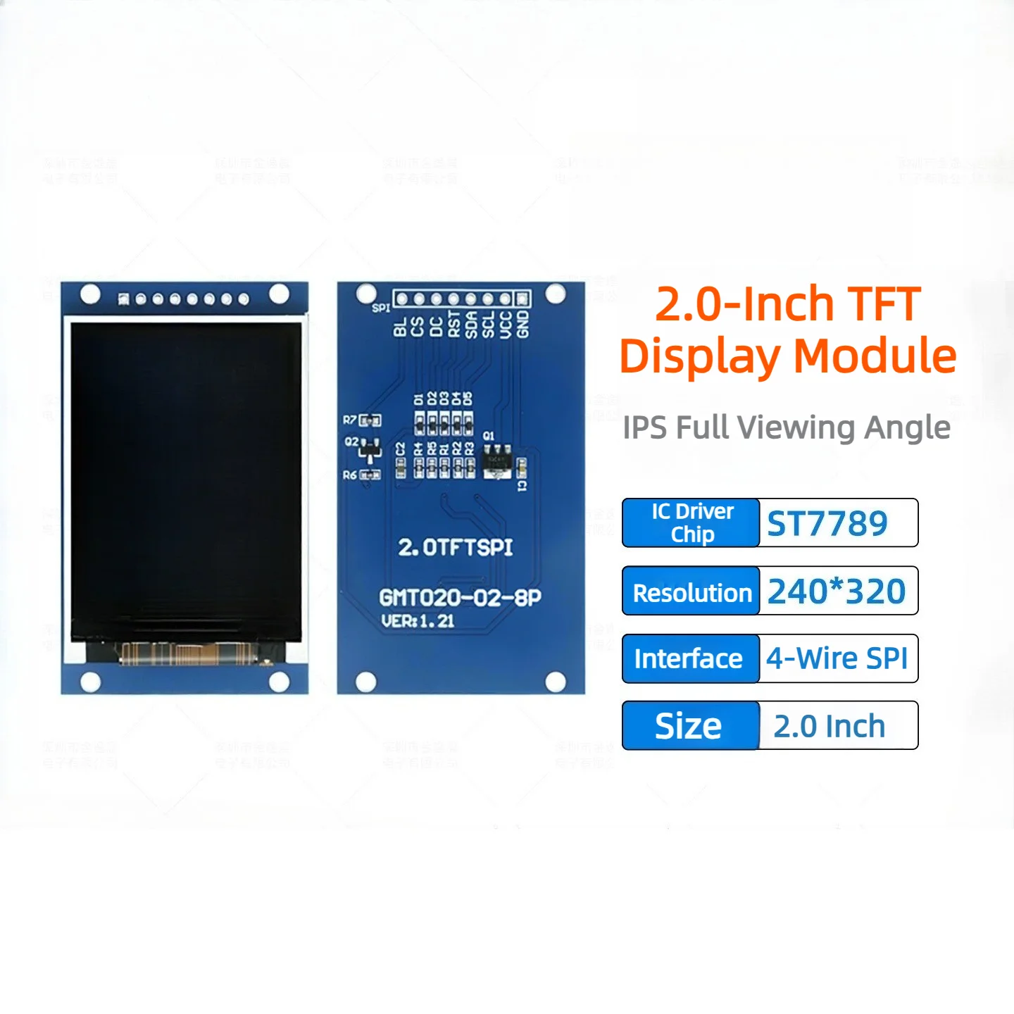 ST7789 2.0 Inch 240x320 TFT LCD Display Module SPI 65K Color for Arduino
