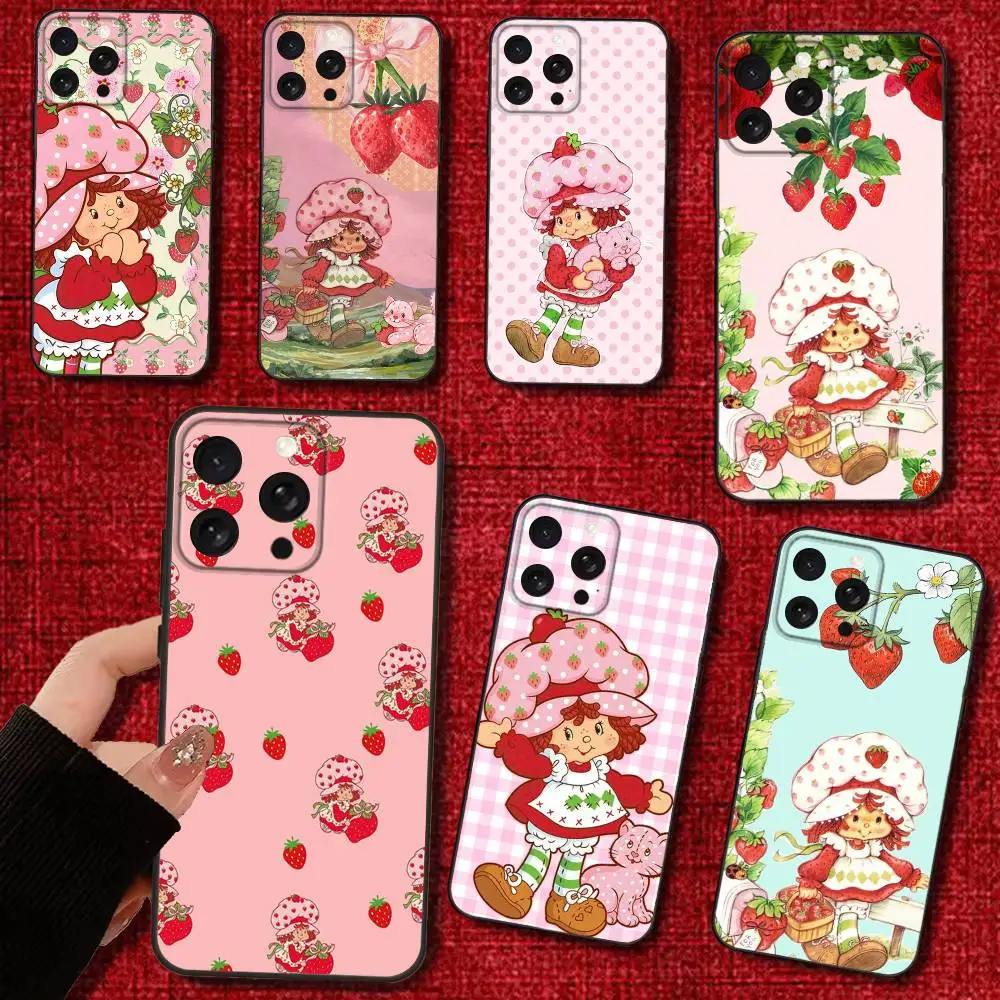 

Cute S-Strawberry S-Shortcakes Phone Case For iPhone 16e,16,15,14,13,12,11,Pro,X,XS,Max,XR,Plus,Mini Soft Black Cover