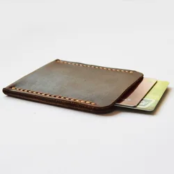 Fashion Handmade Crazy House Genuine Leather Men‘s Card Cover Credit Card Wallet ID Card Case Leather Card Holder